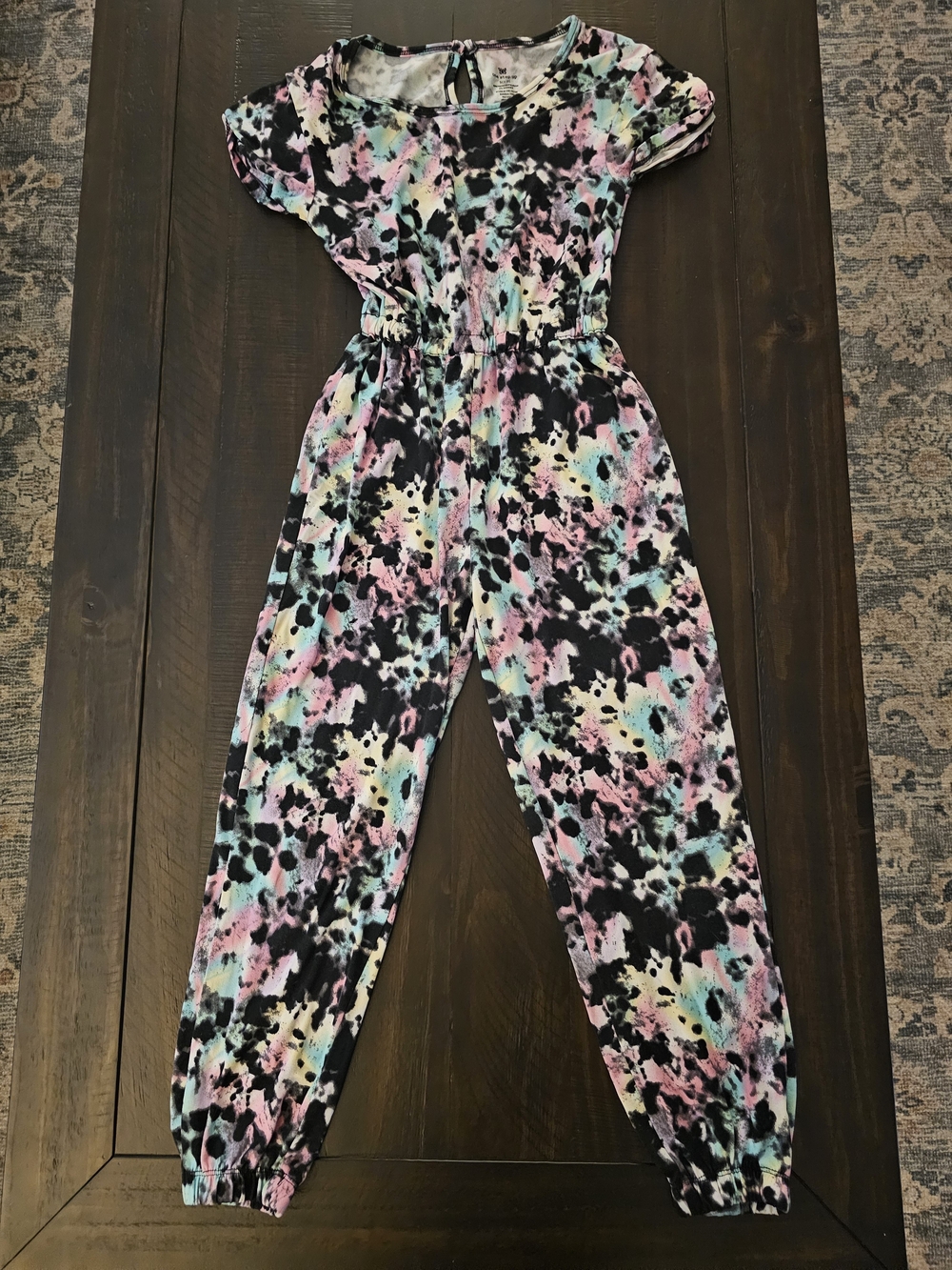 One Step Up Black Multicolor Tie-Dye Kids One-Piece